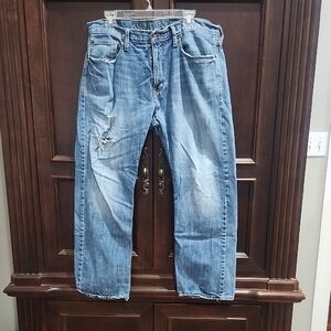 American Eagle Outfitters Light Blue Relaxed Men's Jeans with Distress